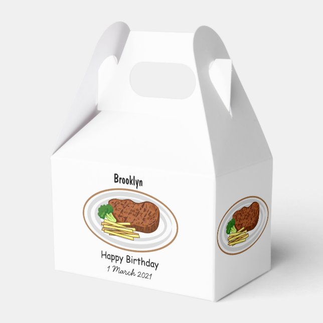 Steak cartoon illustration favour box (Front Side)