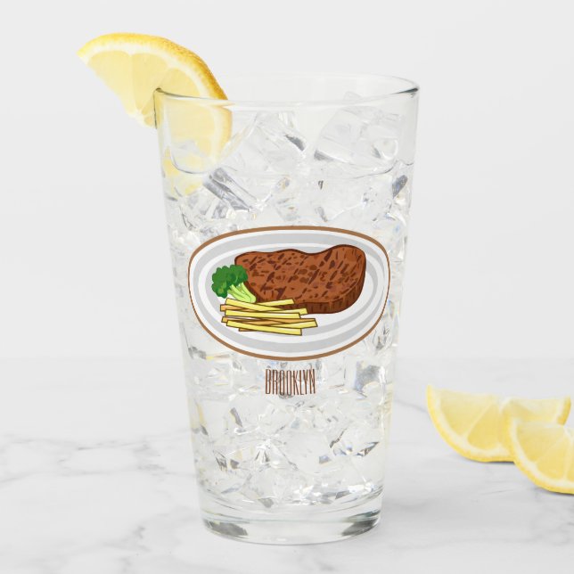Steak cartoon illustration glass (Front Ice)