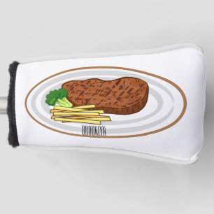 Steak cartoon illustration golf head cover