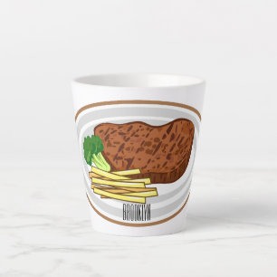 Steak cartoon illustration latte mug