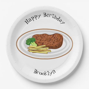 Steak cartoon illustration paper plate