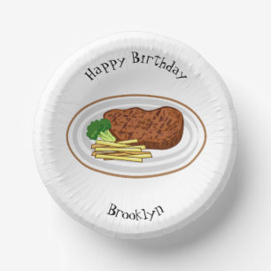 Steak cartoon illustration paper plate