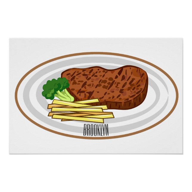 Steak cartoon illustration poster (Front)