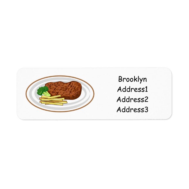 Steak cartoon illustration return address label (Front)