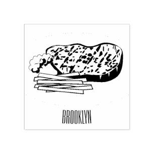 Steak cartoon illustration rubber stamp