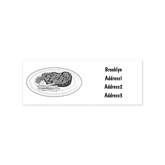 Steak cartoon illustration rubber stamp (Imprint)