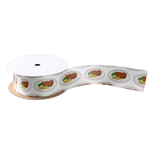 Steak cartoon illustration satin ribbon
