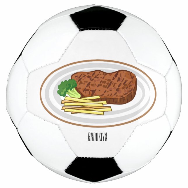 Steak cartoon illustration soccer ball (Front)