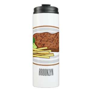 Steak cartoon illustration thermal tumbler