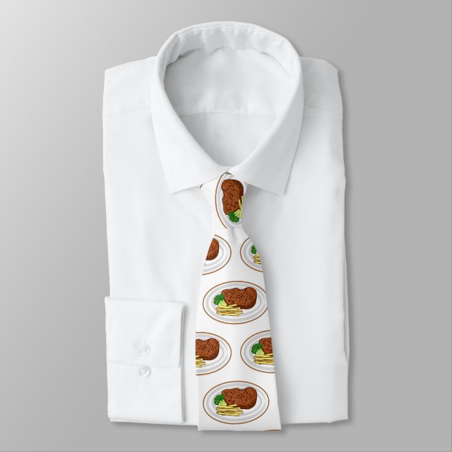 Steak cartoon illustration tie (Tied)