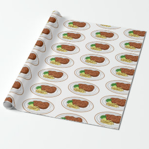 Steak cartoon illustration wrapping paper