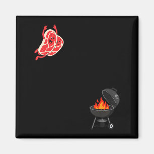 Steak Dive Funny Flying Steak Bbq Grill Cartoon Magnet