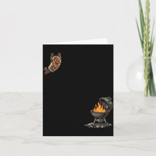 Steak Dive Funny Flying Steak Bbq Grilling Cartoon Card