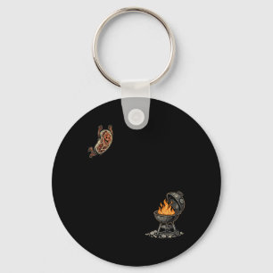 Steak Dive Funny Flying Steak Bbq Grilling Cartoon Key Ring