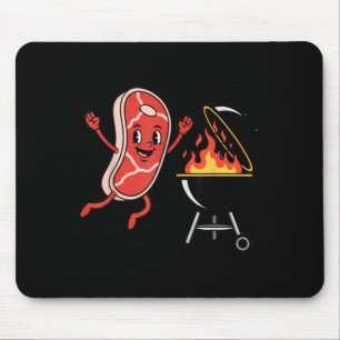 Steak Dive Funny Flying Steak Bbq Grilling Cartoon Mouse Pad