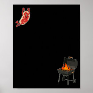 Steak Dive Shirt Funny Flying Steak Bbq Grilling Poster