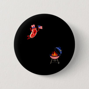 Steak Dom Dive Flying Bacon And Grill Funny Bbq 6 Cm Round Badge