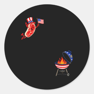 Steak Dom Dive Flying Bacon And Grill Funny Bbq Classic Round Sticker