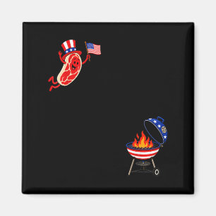 Steak Dom Dive Flying Bacon And Grill Funny Bbq Magnet