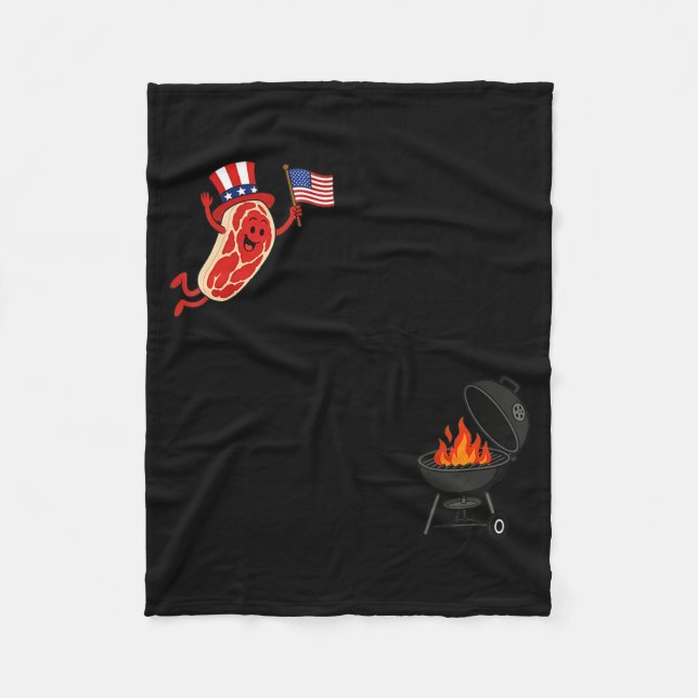 Steak Dom Dive Funny Uncle Sam Steak Flying Fleece Blanket (Front)