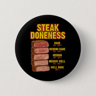 Steak Doneness Chart Table Guide Bbq Meat Chef Pit 6 Cm Round Badge