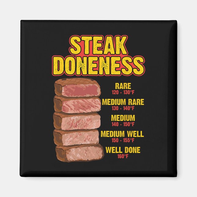 Steak Doneness Chart Table Guide Bbq Meat Chef Pit Magnet (Front)