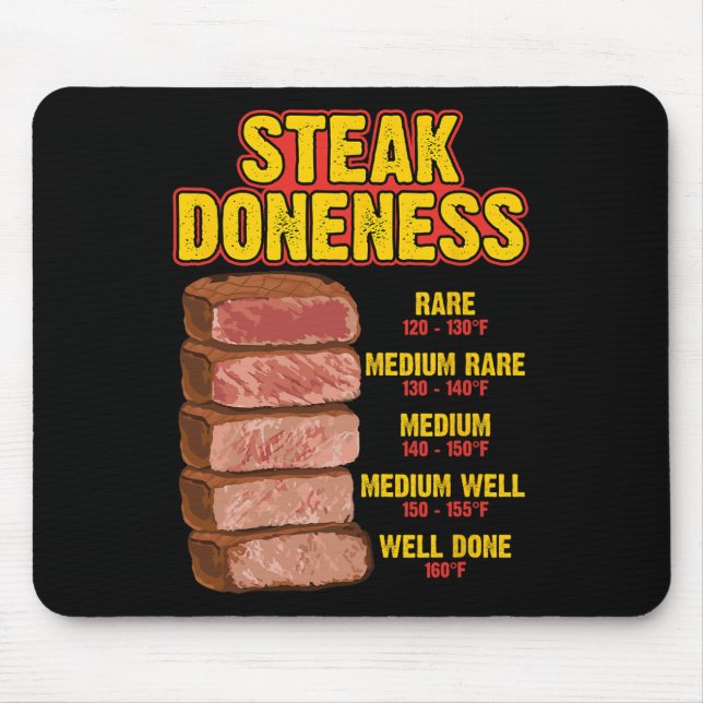 Steak Doneness Chart Table Guide Bbq Meat Chef Pit Mouse Pad (Front)