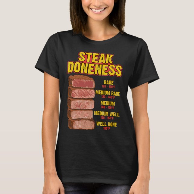 Steak Doneness Chart Table Guide Bbq Meat Chef Pit T-Shirt (Front)