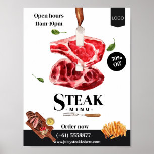 Steak Food Watercolor Poster
