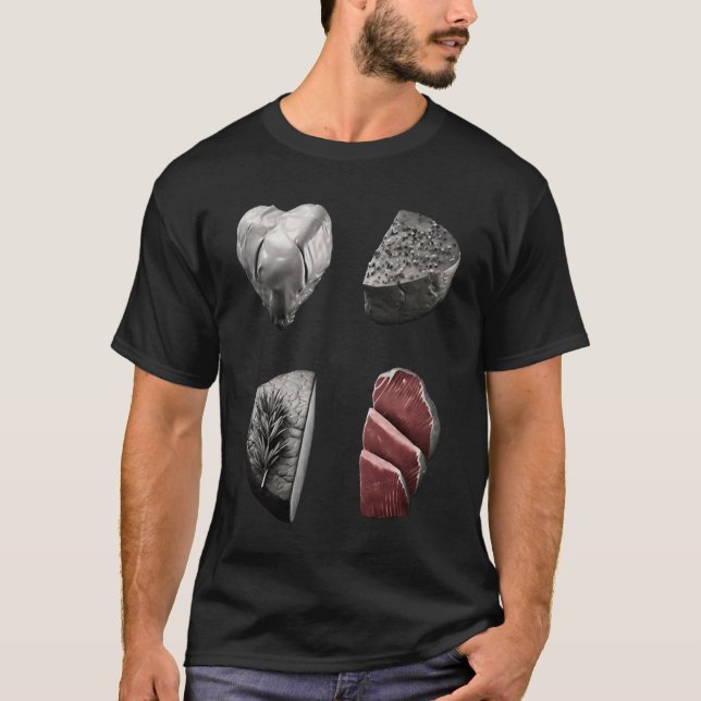 Steak  Grilling Father Grayscale Griller Steak T-Shirt (Front)