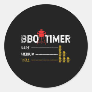 Steak Grilling Funny Bbq Chef Beer Alcohol Smoked  Classic Round Sticker