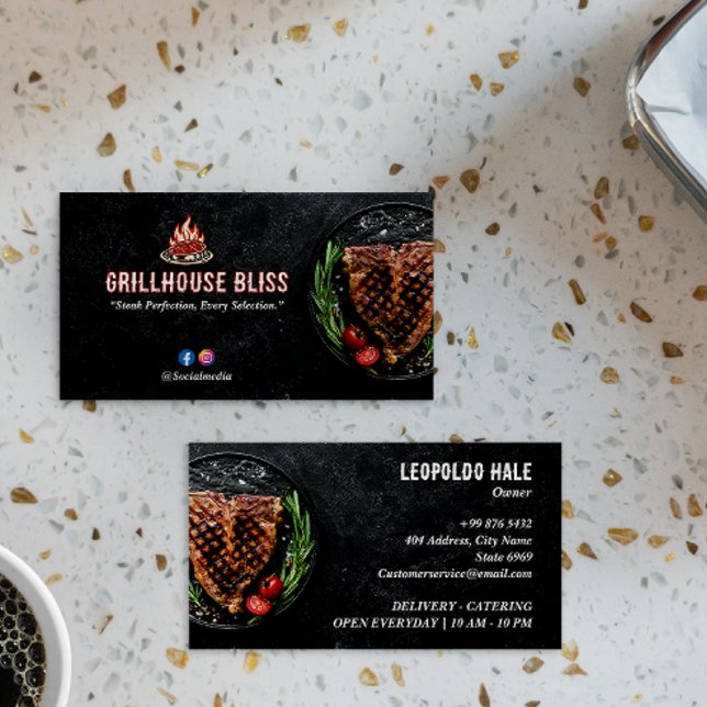 Steak House Business | Minimalist Dark Wall Business Card (Creator Uploaded)