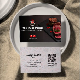 Steak House Business Minimalist Elegant BBQ Business Card