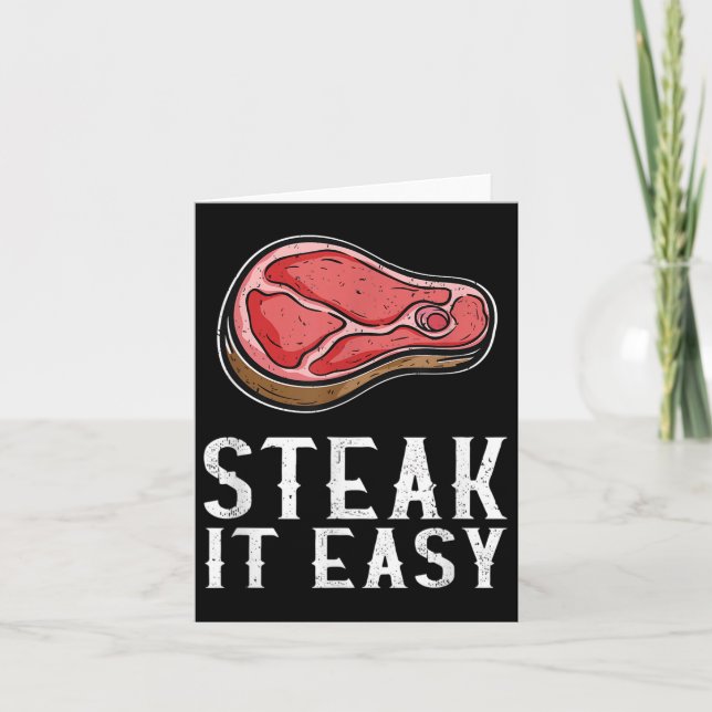 Steak It Easy Funny Bbq Barbecue Meat Smoker Pitma Card (Front)