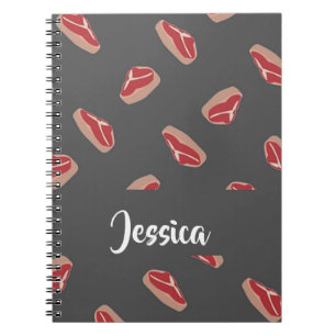 Steak meat pattern on grey notebook