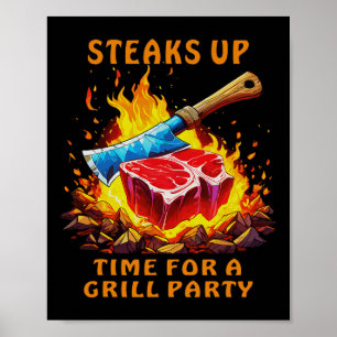 Steak Rbecue Party Funny Sayings For Men And Chef Poster