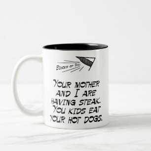 Steak vs. Hotdogs Two-Tone Coffee Mug