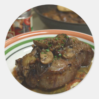 Steak With Shitaki Mushrooms Classic Round Sticker