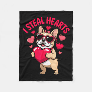Steal hearts french bulldog valentine funny dog fleece blanket