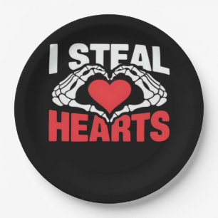 Steal Hearts Funny Valentine Skeleton Hands Style Paper Plate