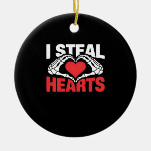 Steal Hearts Valentines Day Funny Skeleton Hand Cl Ceramic Ornament