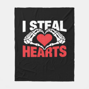 Steal Hearts Valentines Day Funny Skeleton Hand Cl Fleece Blanket