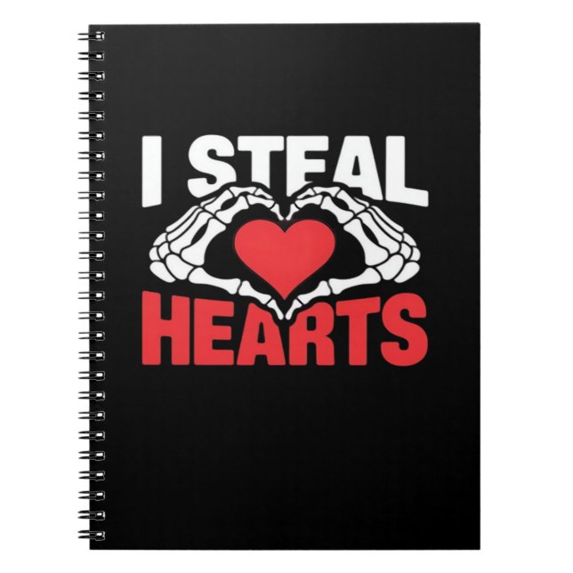 Steal Hearts Valentines Day Funny Skeleton Hand Cl Notebook (Front)