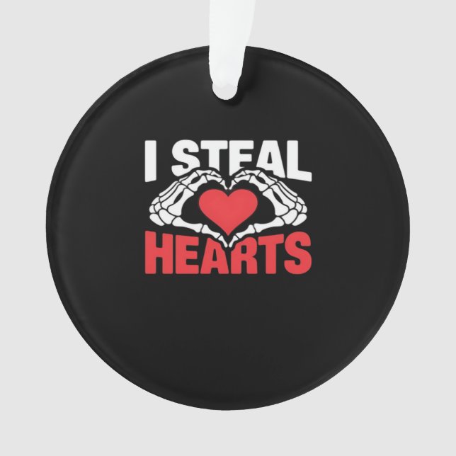 Steal Hearts Valentines Day Funny Skeleton Hand Cl Ornament (Front)