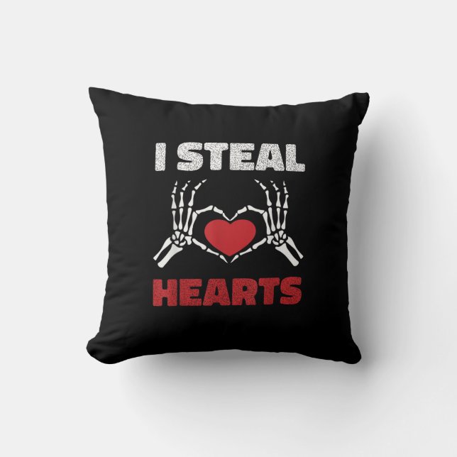 Steal Hearts Valentines Day Funny Skeleton Hand Cushion (Front)