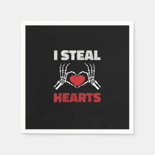 Steal Hearts Valentines Day Funny Skeleton Hand Napkin