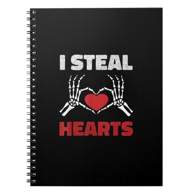 Steal Hearts Valentines Day Funny Skeleton Hand Notebook (Front)