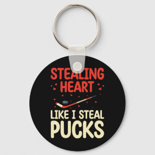 Stealing Heart Like I Steal Pucks Funny Hockey Pla Key Ring