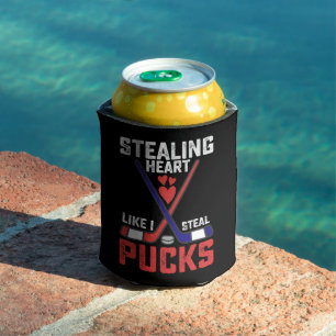 Stealing Heart Like I Steal Pucks Hockey Valentine Can Cooler
