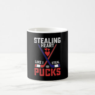 Stealing Heart Like I Steal Pucks Hockey Valentine Coffee Mug